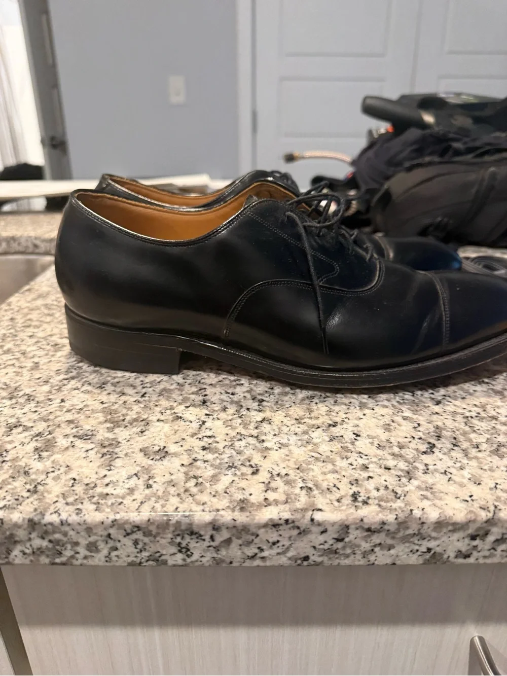 Johnson and Murphy Black Cap-Toe Men’s Oxford Dress Shoes